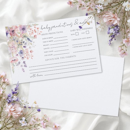 Wildflower Baby Advice Predictions Card