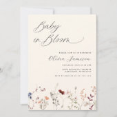 Wildflower Baby in Bloom フラワー ベビーシャワー 招待状 (正面)