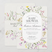 Wildflower Baby in Bloom フラワー ベビーシャワー 招待状 (正面/裏面)