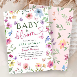 Wildflower Baby In Bloom ベビーシャワーボヘミアンガール 招待状