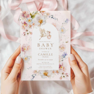 Wildflower Baby in Bloom ベビーシャワー招待状 招待状