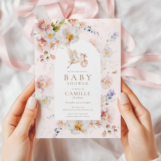 Wildflower Baby in Bloom ベビーシャワー招待状 招待状