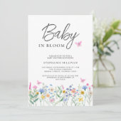 Wildflower Baby in Bloom ベビーシャワー 招待状 (スタンド正面)