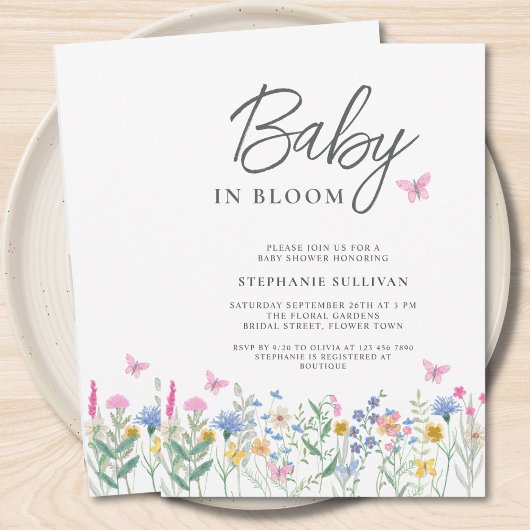 Wildflower Baby in Bloom ベビーシャワー 招待状