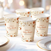 Wildflower Baby in Bloom Boho Fall Baby Shower 紙コップ