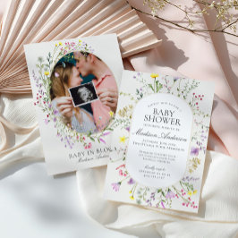 Wildflower Baby in Bloom Floral Baby Shower 招待状