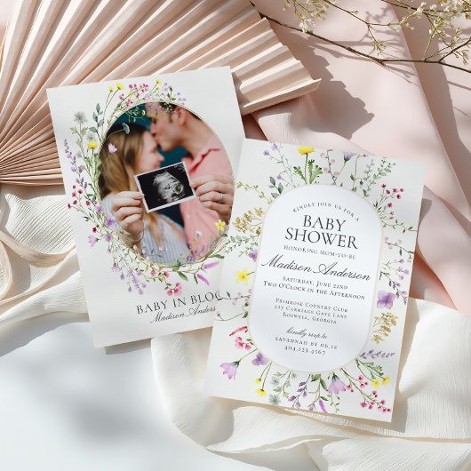 Wildflower Baby in Bloom Floral Baby Shower 招待状