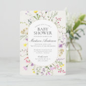 Wildflower Baby in Bloom Floral Baby Shower 招待状 (スタンド正面)