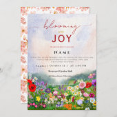 Wildflower Baby in Bloom Gender Neutral 招待状 (正面/裏面)