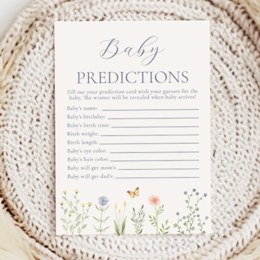 Wildflower Baby Predictions Baby Shower Game アドバイスカード
