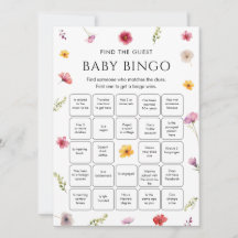 Wildflower Baby Shower ゲストビンゴゲーム