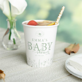 Wildflower Baby Shower | セージグリーンフローラル 紙コップ