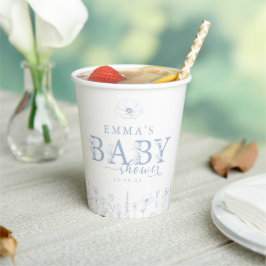 Wildflower Baby Shower | ブルーフローラルペーパークリップ 紙コップ