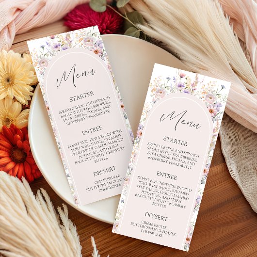 Wildflower Baby Shower 4x9 Menu Card メニュー