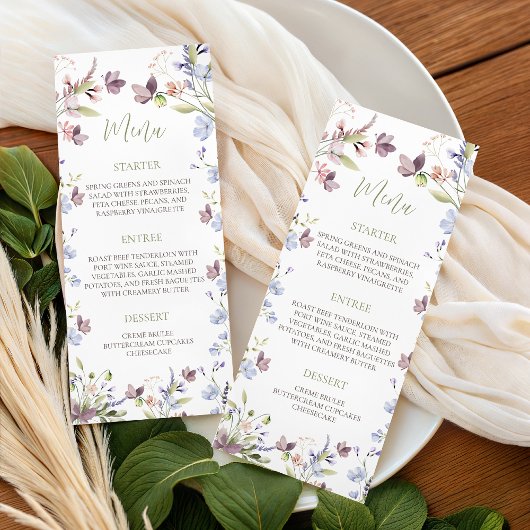 Wildflower Baby Shower 4x9 Menu Card メニュー