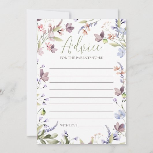 Wildflower Baby Shower Advice Card 招待状 (正面)