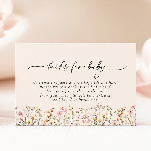 Wildflower Baby Shower Books for Baby Card エンクロージャーカード