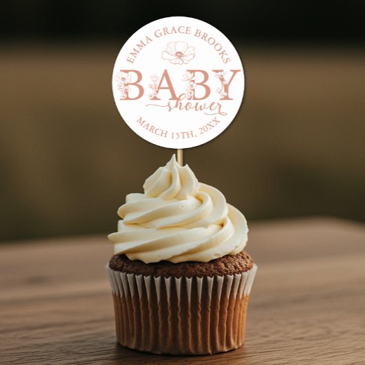 Wildflower Baby Shower Editable  ラウンドシール