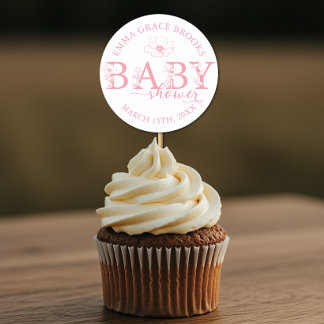 Wildflower Baby Shower Favor ステッカー 名前編集可能