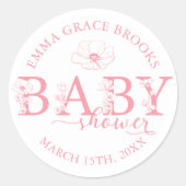 Wildflower Baby Shower Favor Sticker Editable Name ラウンドシール (正面)