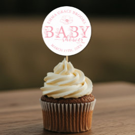 Wildflower Baby Shower Favor Sticker Editable Name ラウンドシール