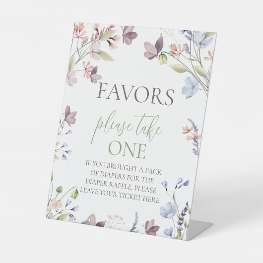 Wildflower Baby Shower Favors Table Sign 台座サイン (正面)