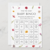 Wildflower Baby Shower Find the Guest Bingo Game  招待状 (正面)