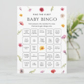 Wildflower Baby Shower Find the Guest Bingo Game  招待状 (スタンド正面)