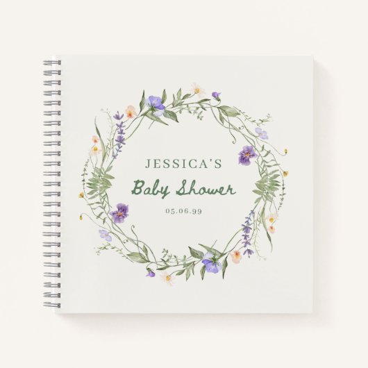 Wildflower Baby Shower Guest Book ノートブック (正面)