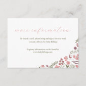 wildflower baby shower invitation insert - pink 招待状 (正面)
