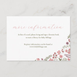 wildflower baby shower invitation insert - pink 招待状