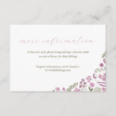 wildflower baby shower invitation insert - purple 招待状 (正面)