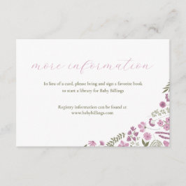 wildflower baby shower invitation insert - purple 招待状