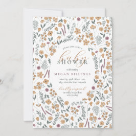 wildflower baby shower invitation - light orange 招待状