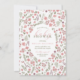 wildflower baby shower invitation - pink 招待状