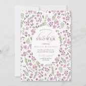 wildflower baby shower invitation - purple 招待状 (正面)