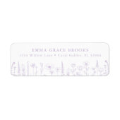 Wildflower Baby Shower Lavender Return Address ラベル (正面)