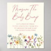 Wildflower Baby Shower Measure The Baby Bump Sign ポスター (正面)