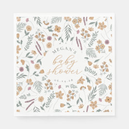 Wildflower Baby Shower Napkins - Orange スタンダードランチョンナプキン