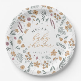 Wildflower Baby Shower Paper Plates - Orange ペーパープレート