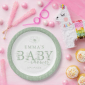Wildflower Baby Shower | Sage Green Floral Plate ペーパープレート (パーティー)