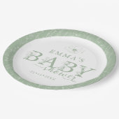 Wildflower Baby Shower | Sage Green Floral Plate ペーパープレート (アングル)