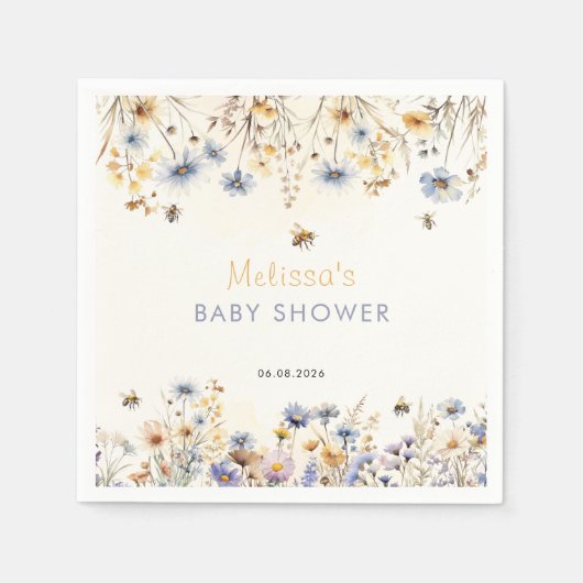 Wildflower Baby Shower Spring スタンダードカクテルナプキン (正面)