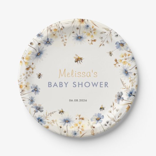 Wildflower Baby Shower Spring  ペーパープレート (正面)