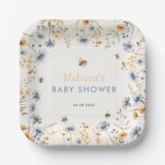 Wildflower Baby Shower Spring  ペーパープレート (正面)