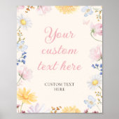 Wildflower Baby Shower Table Sign ポスター (正面)