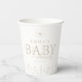 Wildflower Baby Shower | Taupe Floral Paper Cup 紙コップ (正面)
