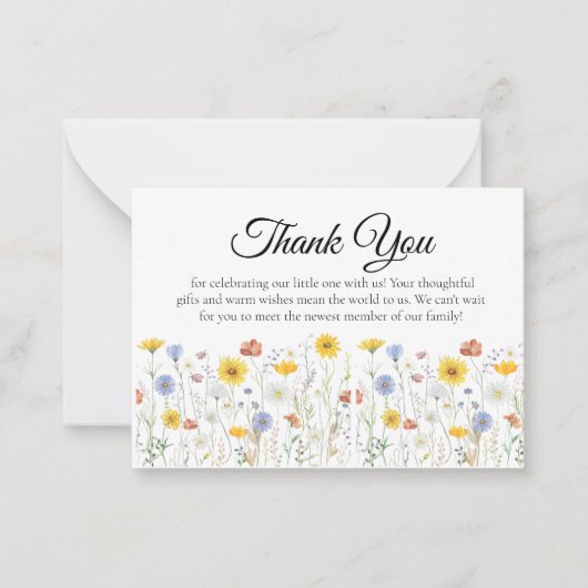 Wildflower Baby Shower Thank You Card ノートカード (正面)