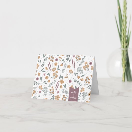 Wildflower Baby Shower Thank You Card - Orange サンキューカード (正面)