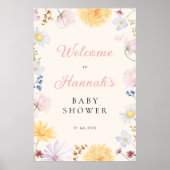 Wildflower Baby Shower Welcome Poster ポスター (正面)